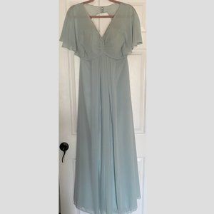 Mori Lee STYLE #21594 Capelet Bridesmaid Dress Seaglass